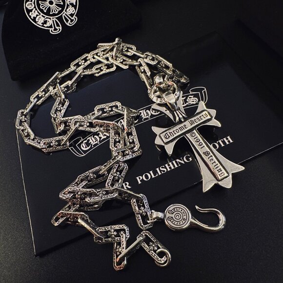 Chrome Hearts Sterling Silver Cross Pendant Necklace - Picture 7 of 8